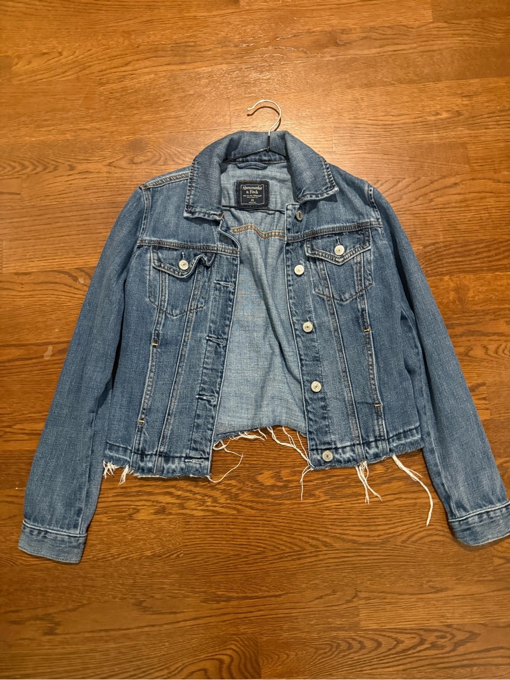 Abercrombie & Fitch Light Blue Distressed Cropped Jean Jacket